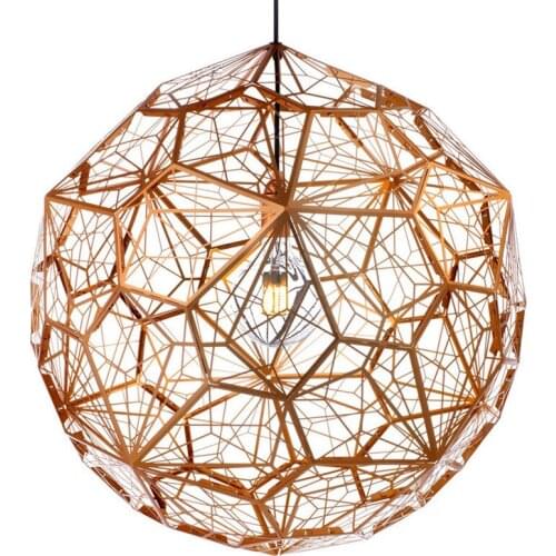 Modern Gold Copper Silver Etch Web Pendant Lights Stainless Steel Diamond Polygon Pendant Lamp for Living Room