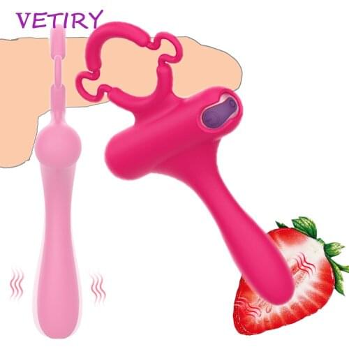VETIRY Nipple Clit Vagina Massager 10 Speed Penis Ring Vibrator Delay Ejaculation Female Masturbation Dildo Vibrator Sex Toy