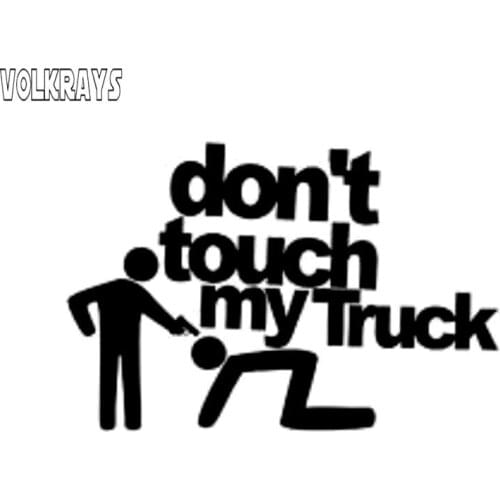 Volkrays Creative Car Sticker Don't Touch My Truck Motorcycle Accessories Reflective Sunscreen Vinyl Decal Black/Sliver,9cm*14cm