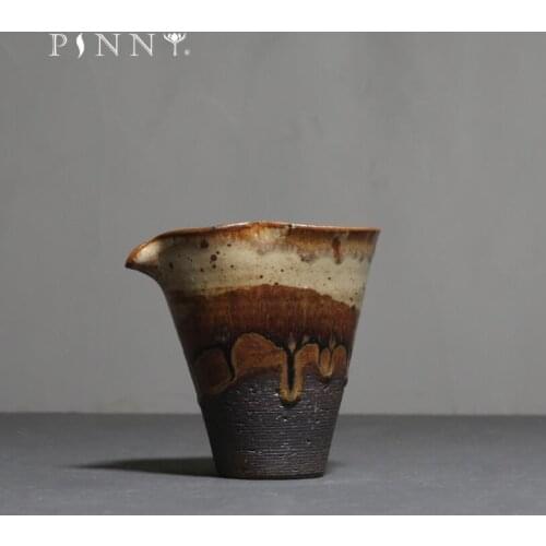PINNY Retro Coarse Pottery Kiln Cha Hai Ceramic Retro Kung Fu Tea Set Pigmented Fair Cups Heat Resistant Tea Service