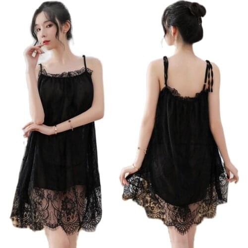 Plus Size Night Dress Pink Lace Off Shoulder Sling Lingerie Nightgown Sexy pajamas Women Loose Sleepwear Female Home Clothing