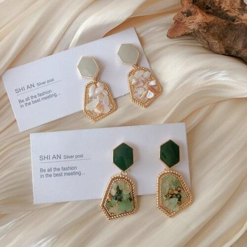 2020 Korean Vintage Irregular Geometric Shell Dangle Earrings For Women Resin Drop Earrings Brincos Party Jewelry Pendientes