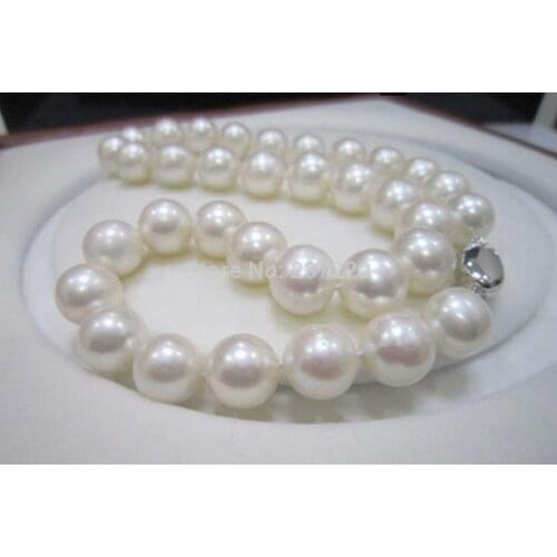 Women Gift word Love shipping Wholesale price23022 ^^Perfect 11-12mm 18inch AAA Natural White Akoya Pearls Necklace 14KGP C