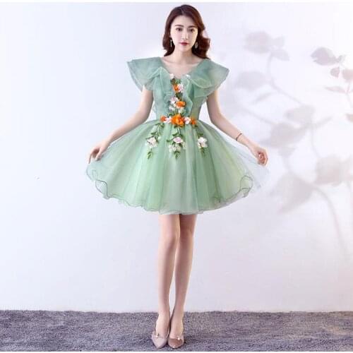 Robe De Bal 2020 New The Fashion Short Quinceanera Dresses Flowers Appliques Ball Gown Sweet Cap Sleeve Party Ball Gown Vestidos