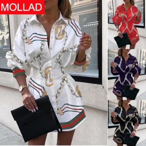 2020 AliExpress Hot Hot Sale Fashion Printed Waist-Controlled Lantern Sleeve Dress for Women Srping and Autumn Women Dresses