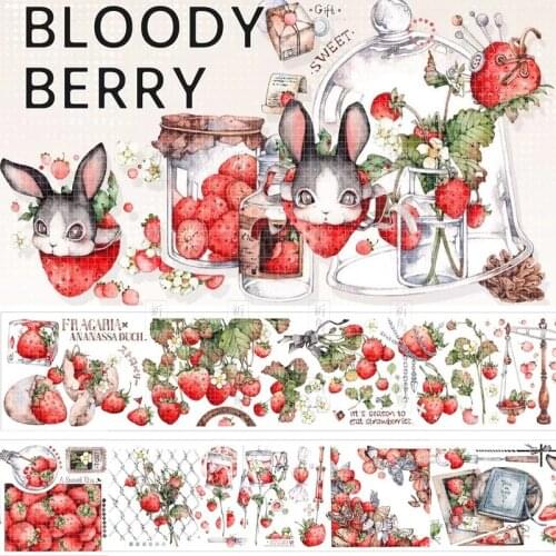 1 loop 6.5 x 116cm Bloodyberry Transparent Crystal Pet Tape Planner Journal Diary Fruit Washi Collage