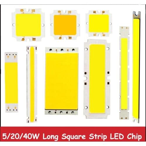 1pcs New High Power 5w 6w 10w 15w 20w 40w 50w COB LED Warm White 3000k White Square Strip Light Lamp Bulb Chip 9 12 15 24 30 36V
