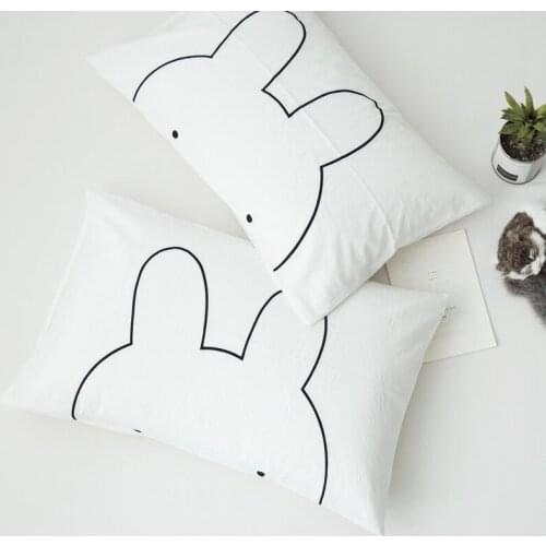 2pcs Rabbit/Dinosaur/Duck Printed White Pillow Case Cotton Pillow Protector Cover For ChildrenS Bedding 48cm*74cm