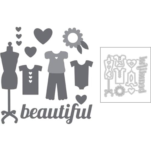 2020 New English Words Beautiful Baby Clothes Heart and Flower Metal Cutting Dies For Greeting Card Scrapbooking Making No Stamp