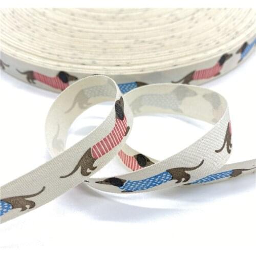 5Yards 15mm Cotton Ribbon Printed Cotton Ribbons For Wedding Christmas Decoration DIY Sewing Fabric #17