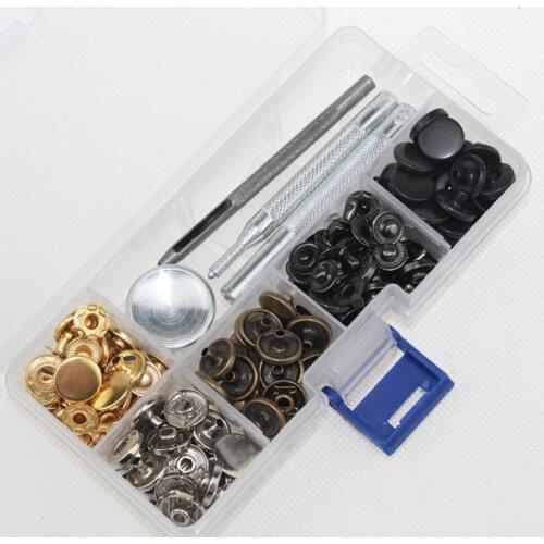 60 pieces of 633# metal snap button 5 colors 1.2CM high-grade metal pure copper button + installation tool cloth combined button