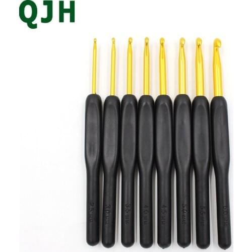 8 Dimensions Handle with Soft Handle Knit Hat Clothes Scarf Shoes Gold Crochet Hand Knitting Needle Tool
