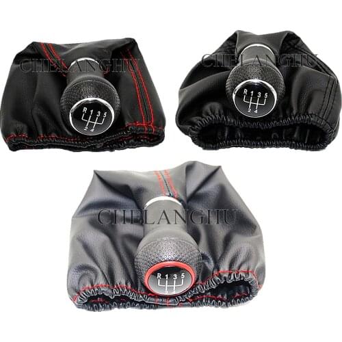 For Seat Arosa 1997 1998 1999 2000 2001 2002 2003 Car-Styling 5 Speed Car Gear Stick Shift Lever Knob Leather Boot And Red Line