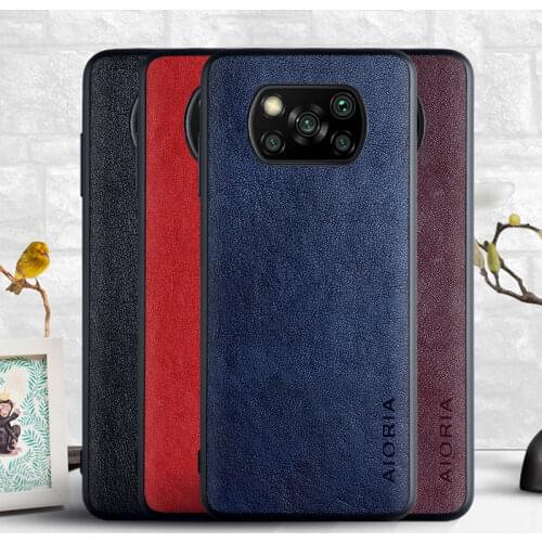 Case for Xiaomi Poco X3 NFC Luxury Fashion soft leather skin phone cover for xiaomi poco x3 case funda Business coque capa