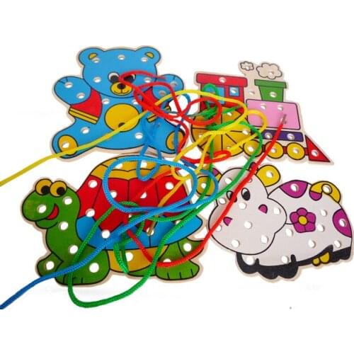 1BOX/LOT.Threading game,Wooden lacing animals,Early educational toys,DIY toys,Wood toys,Birthday gift.16.5*17cm