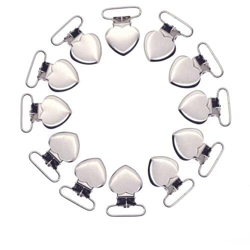 DHL Sutoyuen 200pcs per lot Wholesale Heart Suspender Clip in Nickel Color Dummy Soother Pacifier Clips Suppliers Lead Free