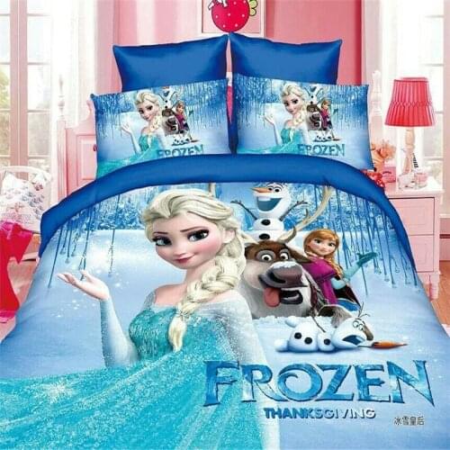 Disney sweet pink princess girl quilt cover 2/3Pcs frozen elsa anna 3d print kids gift bedding set single twin size bedspreads