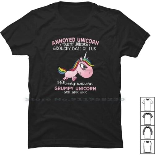 Grumpy Unicorn Touchy Unicorn Grouchy Ball Of Fur T Shirt 100% Cotton Grumpy Grouch Touch Ouch Nico Corn Ball Uni Rum Fur To Ba