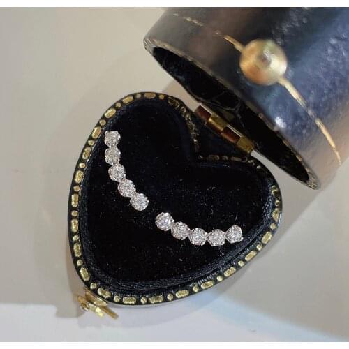 Huitan Korean Fashion Girl Stud Earrings Fresh Style Party Daily Wear Statement Earrings with Shiny Cubic Zirconia Women Jewelry