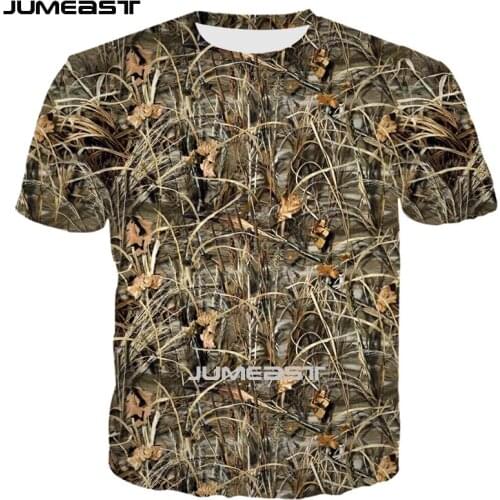 Jumeast Brand Men/Women 3D Printed T-Shirt Reed Camouflage Hunting Short Sleeve T Shirt Sport Pullover Tops Tees