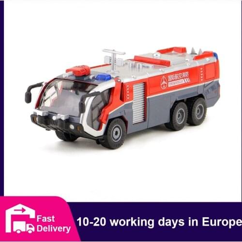 KAIDIWEI 1:50 Alloy High Pressure Water Gun Airport Fire Truck Model with Pull Back Car Toys for Kids Crafts Collection Toy