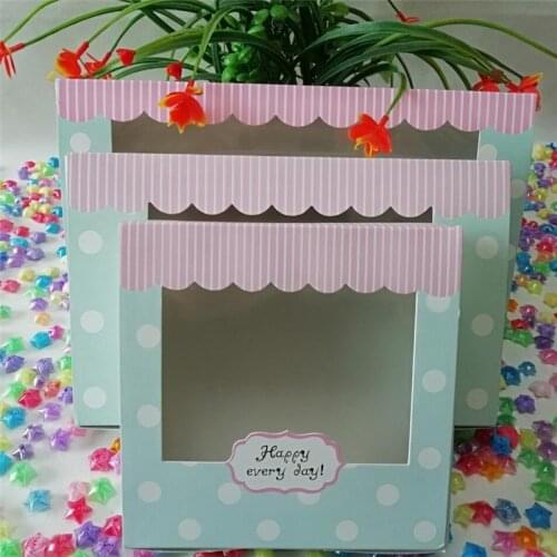 10Pcs 3 sizes White Kraft Paper Box Cardboard Cake Box with window Large Cupcake Box Baking Muffin/Cookie Package Gift Boxes