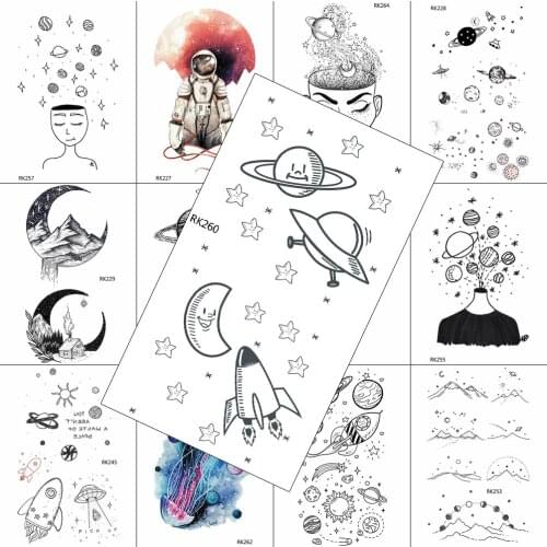 Creative Planets Star Temporary Tattoos Fake Body Art Arm Tattoos Decal For Kids Adult Realistic Lovely Waterpoof Tattoo Sticker