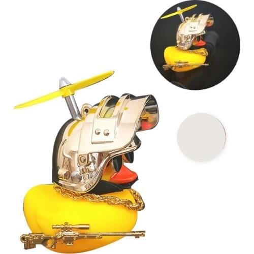 Cute Yellow Duck Car Decoration With Propeller Helmet Silicone Duck Toys For Cars Motorcycle Bike Ornaments