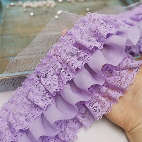 Trendy Three-layer Chiffon Embroidery Pleated Mesh Lace DIY Clothing Hat Headwear Home Textile Applique Decoration Accessories