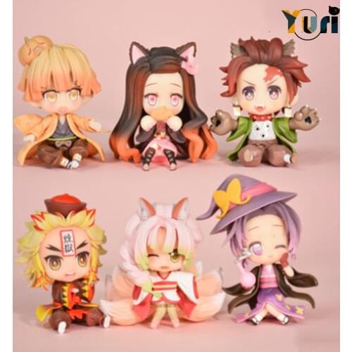 Demon Slayer Kimetsu No Yaiba Shinobu Tomioka Giyuu Agatsuma Zenitsu Rengoku Kyoujurou PVC Figure Doll Model Toy Display Cos C