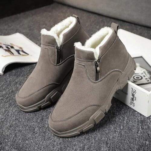 Sooneeya Two Zipper Winter Shoes For Men Warm Plush Inside Snow Boots Men Shoes Outdoor High Quality Anti-skid Male Boots