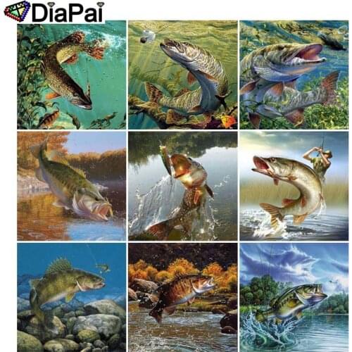 DIAPAI 5D DIY Diamond Painting Full Square/Round Drill "Animal fish" 3D Embroidery Cross Stitch 5D Decor Gift
