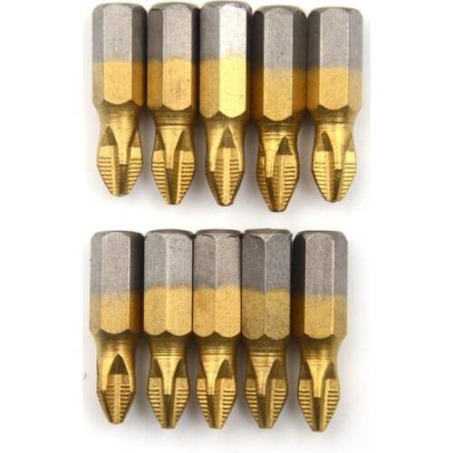 One Or 10pcs Anti Slip PH2 Screwdriver Bit 25mm 50mm Length 1/4" Shank Titanium Coated Drill Bits For Electric Drill