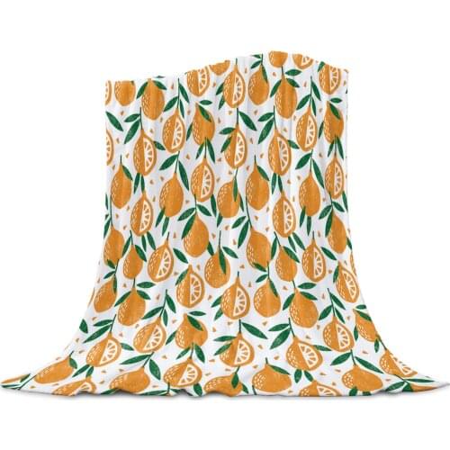 Living Room Sofa Blanket Cute Fruit Orange Fresh Children Soft Throw Blanket Travel Airplane Hotel Portable Warm Thin Blanket