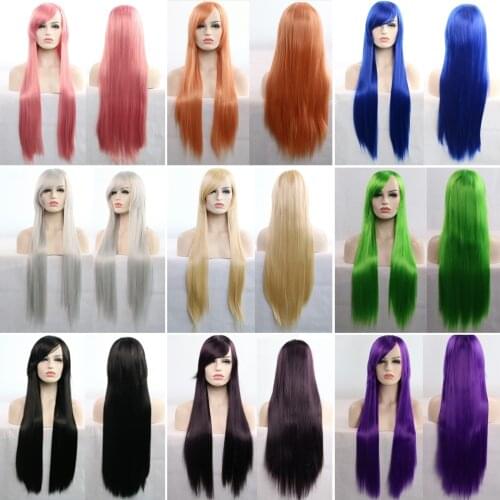Anime 80cm Long Women Synthetic Cosplay Wigs Hair Blue Pink Ombre Wigs for Women Perruque Peruca Halloween BY009
