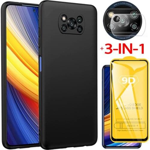 Poco-x3 pro,glass + tpu case for poco x 3 pro soft anti-shock phone cases pocophone x3 nfc xiaomi poco x3 cover poco x3 pro case