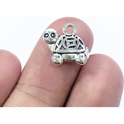 10pcs 12x14mm Charms 3D Sea Turtle Antique Silver Color Alloy Pendants Diy Necklace Earrings Accessories Handmade Jewelry
