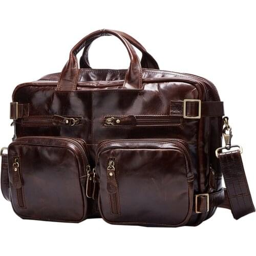 JOYIR Oil Wax Leather Briefcase Mens Business Laptop Bag for Men Messenger Pack Man Work Document Portfolio Bags Handbags Male