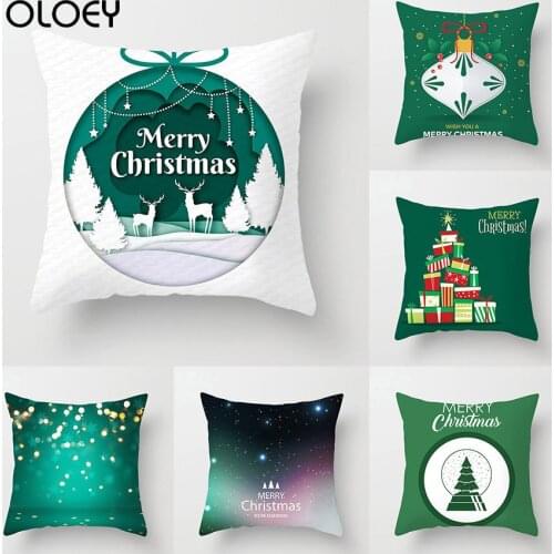 Christmas Decoration Pillowcase Polyester Merry Christmas Throw Pillowcase Cover Santa Elk Pillowcase Home Decoration Pillowcase