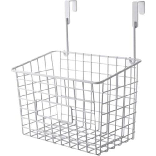 SHGO HOT-Hanging Storage Basket Kitchen Wire Basket Wall Mounted Storage Organizer Drainer Rack Storage Baskets For Home White