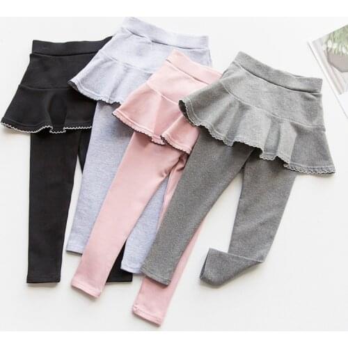 Girls Pants Kids Leggings Pure Color Girls Pants Kids Leggings For Girls Skirt-pants Autumn Kids Cotton Trousers