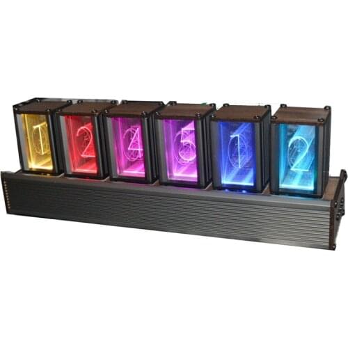 Glow Tube Clock Diy Kit Desktop Walnut Retro Digital Ornaments Living Room Creative Desktop Electronics