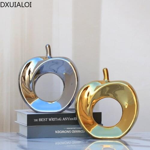 Home decoration golden apple small ornaments creative European style living room TV ceramic crafts new year decorations DXUIALOI
