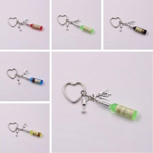 Wine Bottle\Wine Bottle Opener\Wine glass Charm Key Chains Wine Lover Fashion Handmade Resin Keychain