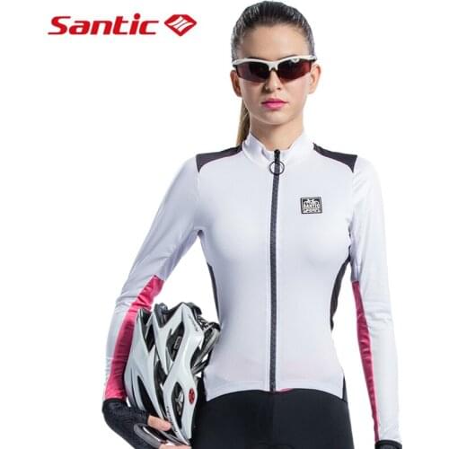 SANTIC Women Cycling Jersey Full Long Sleeve Triathlon Mtb Road Bicycle Jersey Spring Summer Breathable Polyester Bike Jersey