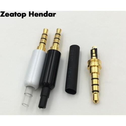 1Pcs 3.5mm 3 4 Pole Stereo Male Jack with Tail Plug and Heat Shrink Tube for DIY Headset Earphone or Used for Repair Earphone