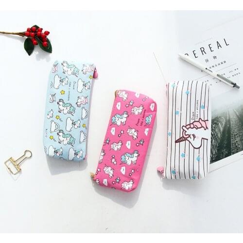 1 Pcs Kawaii Pencil Case Unicorn Canvas Gift Estuches School Pencil Box Pencilcase Pencil Bag School Supplies Stationery