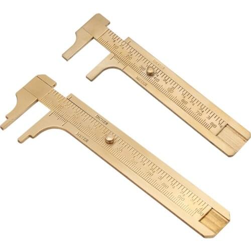 1pc Metal Brass Mini Sliding Gauge DIY Vernier Caliper Ruler Measuring Tool Double Scales mm/inch Precision Measurement Tool