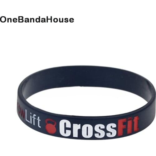 1PC Squat Jump Climb Crossfit Silicone Wristband 1/2 Inch Black and White
