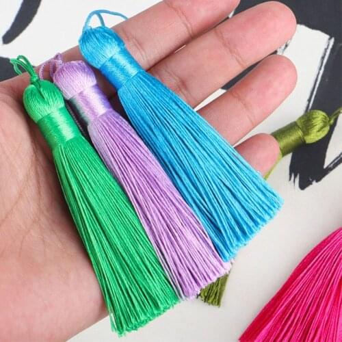 2pcs/5pcs 8cm short tassel spike polyester ice silk small tassel bookmark key chain tassels for DIY sewing crafts Home Decor